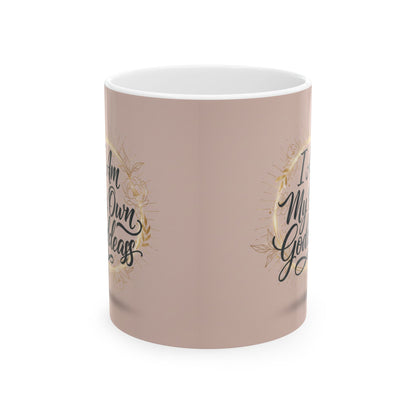Inspirational Ceramic Mug – "I Am My Own Goddess" Script Floral Design (11oz, 15oz)