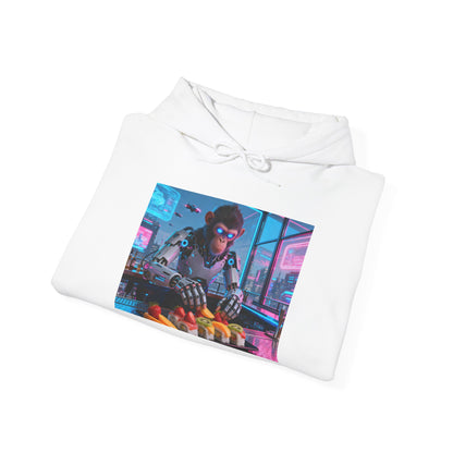Cyberpunk Sushi Chef Hoodie — Neon Retro Streetwear Pullover