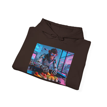 Cyberpunk Sushi Chef Hoodie — Neon Retro Streetwear Pullover
